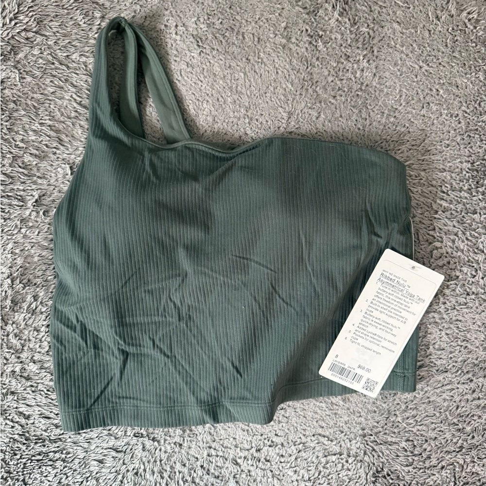 Lululemon Green Ribbed nulu One-Shoulder tank Top